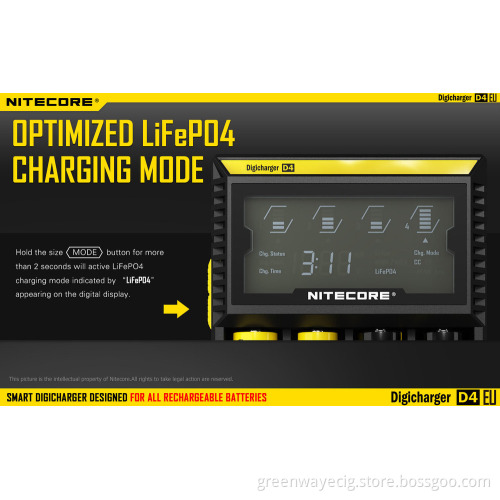 nitecore lcd charger D4 wholesale nitecore d4 intelligent charger for 18650 Li-ion battery nitecore d4 intellicharger i2/i4/d4